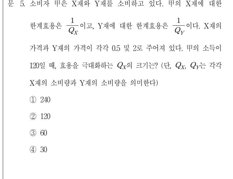 2018년 9급 공개경쟁채용시험 경제학개론 5번 공식 문제지 도표 또는 그림