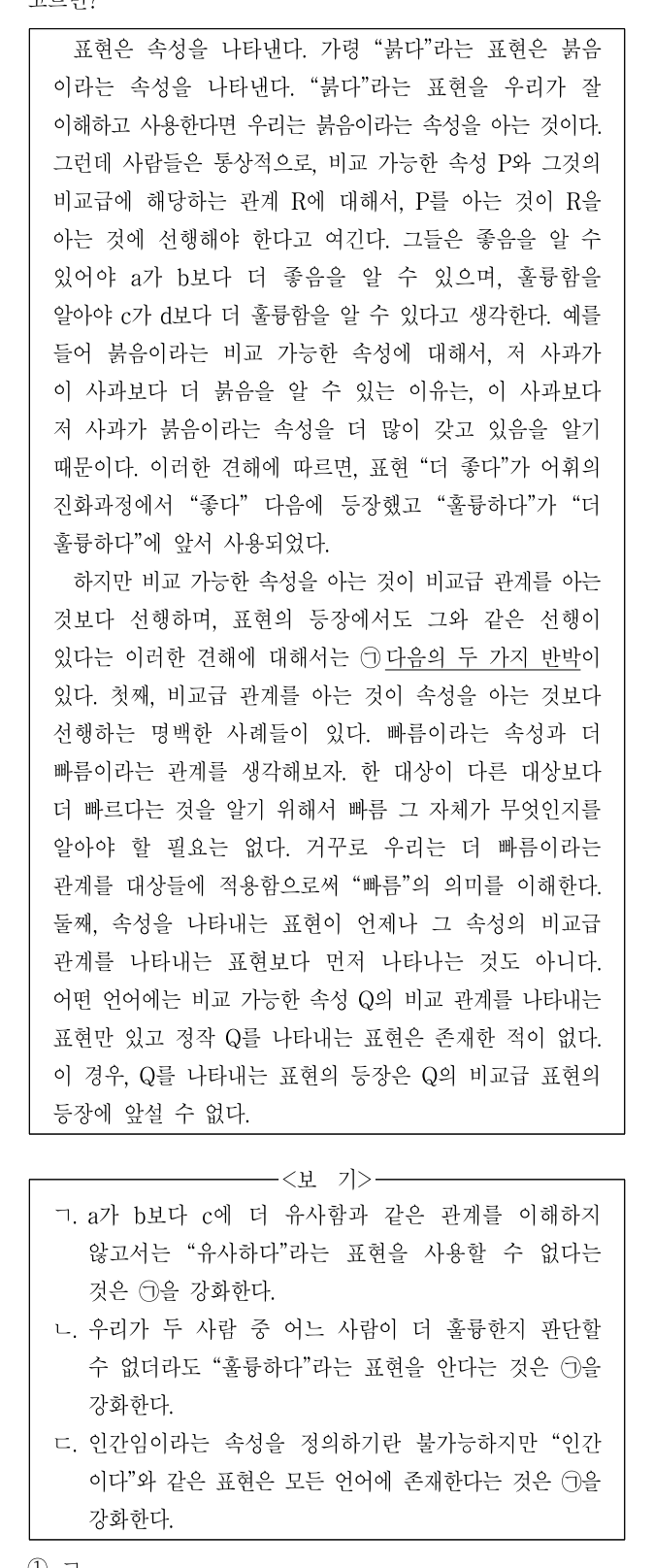 2020년 외교관후보자 선발시험 언어논리영역 36번 공식 문제지 도표 또는 그림