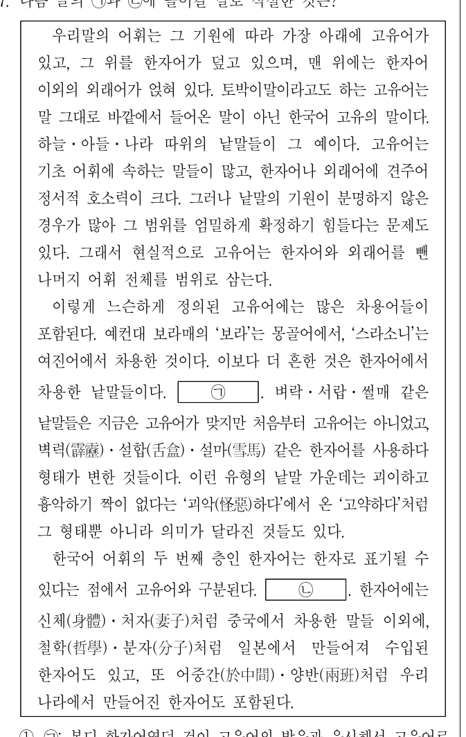 2022년 외교관후보자 선발시험 언어논리영역 7번 공식 문제지 도표 또는 그림