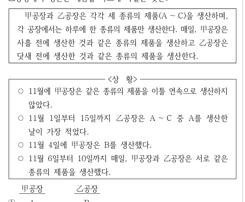 2026년 외교관후보자 선발시험 상황판단영역 33번 공식 문제지 도표 또는 그림