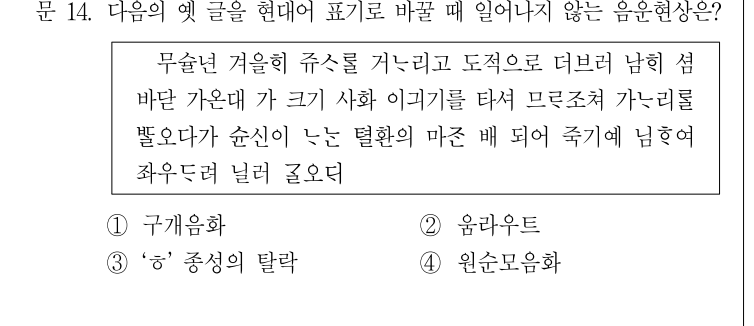 2009년 제2회 지방직공무원 시험(7급) 국어(한문포함)(지방7급) 14번 공식 문제지 도표 또는 그림