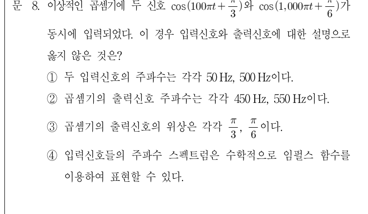 2011년 제1회 지방직공무원 시험 통신이론(지방9급) 8번 공식 문제지 도표 또는 그림