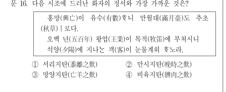 2014년 제1회 지방직공무원 시험 국어(지방9급) 16번 공식 문제지 도표 또는 그림