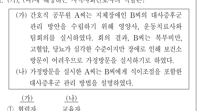 2017년 제1회 지방직공무원 시험 지역사회간호(지방9급) 1번 공식 문제지 도표 또는 그림