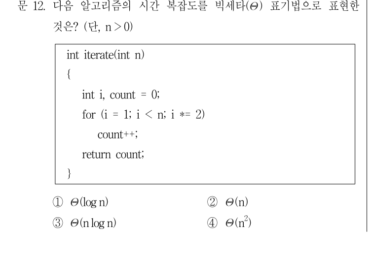 2016년 7급 공개경쟁채용시험 자료구조론 12번 공식 문제지 도표 또는 그림