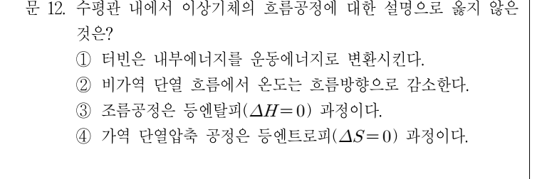 2017년 7급 공개경쟁채용시험 화공열역학 12번 공식 문제지 도표 또는 그림