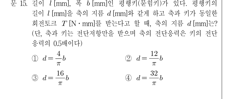 2018년 7급 공개경쟁채용시험 기계설계 15번 공식 문제지 도표 또는 그림