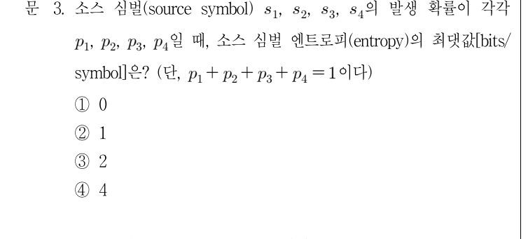 2018년 7급 공개경쟁채용시험 통신이론 3번 공식 문제지 도표 또는 그림