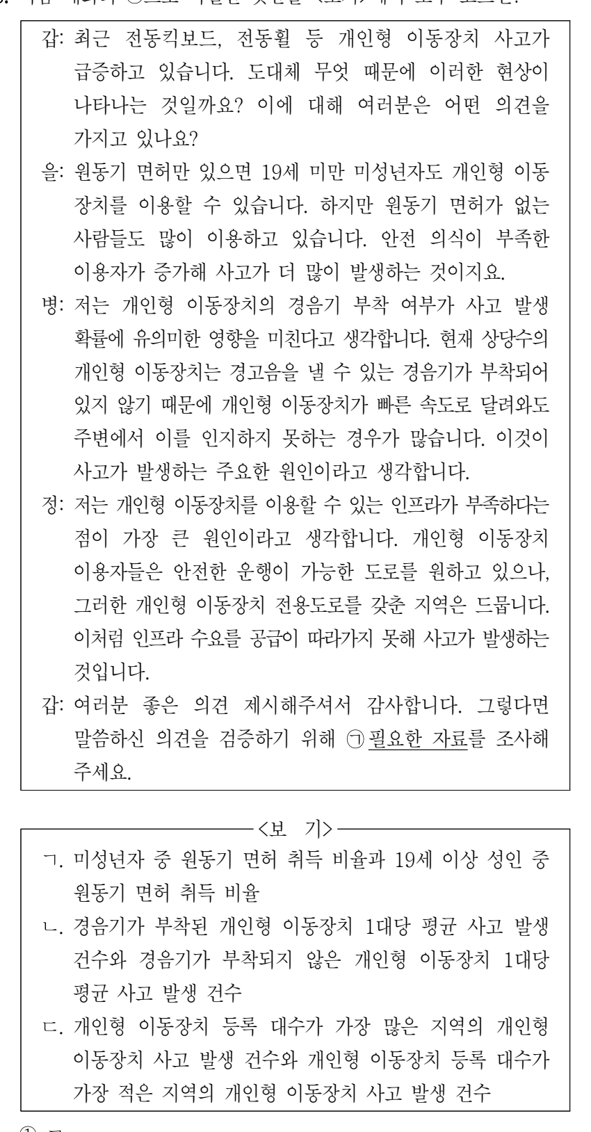2023년 7급 공개경쟁채용시험 언어논리영역 8번 공식 문제지 도표 또는 그림