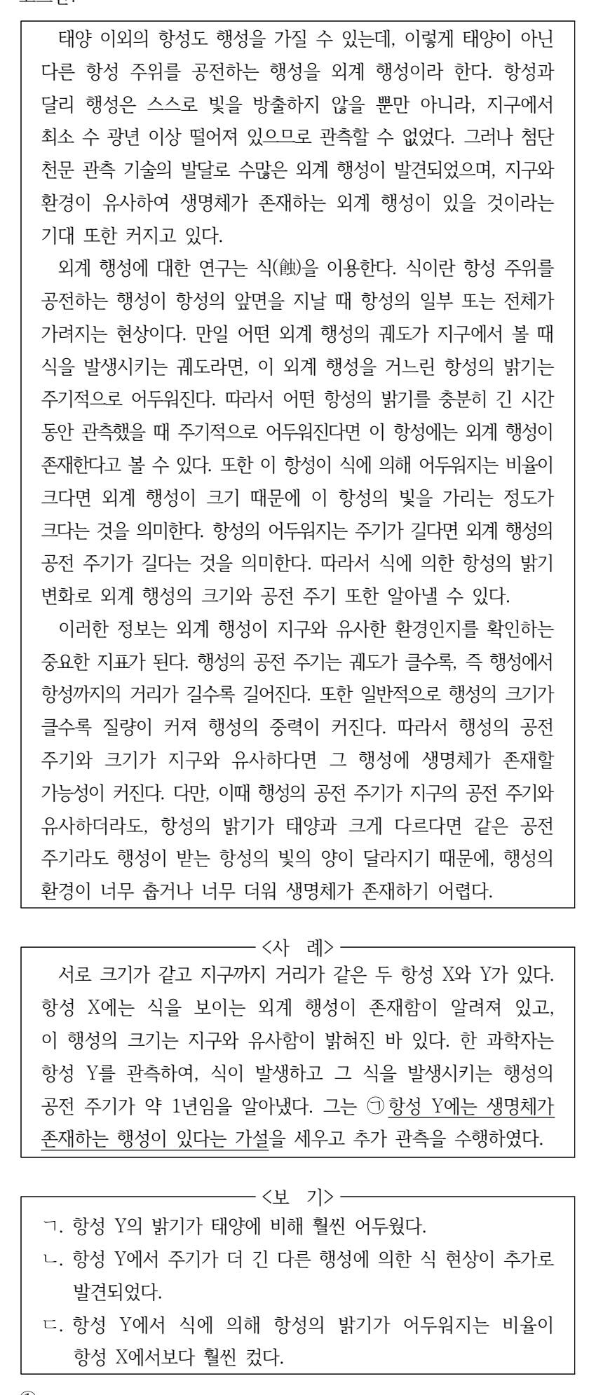 2024년 외교관후보자 선발시험 언어논리영역 18번 공식 문제지 도표 또는 그림